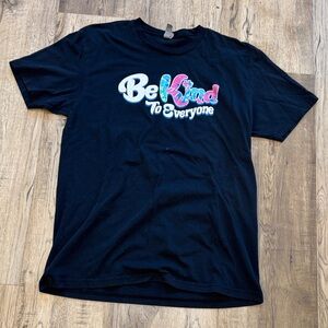 Black Graphic T-Shirt with Colorful Text